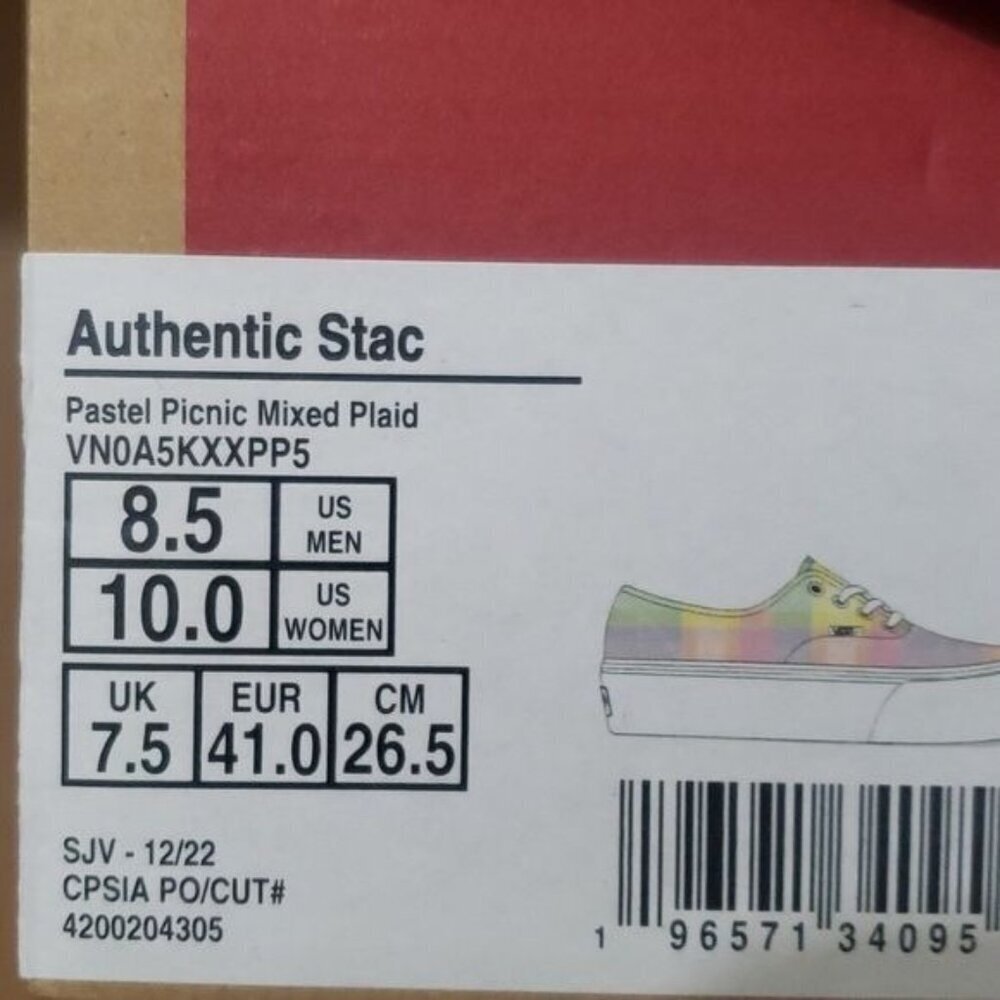 New Vans Authentic Pastel Plaid Green Platform Shoes Festival‎ Summer Casual Fun - Picture 9 of 9